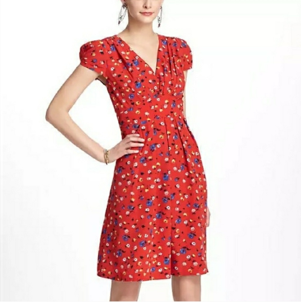 Red Floral Spring Dress | Hi There Anthropologie
